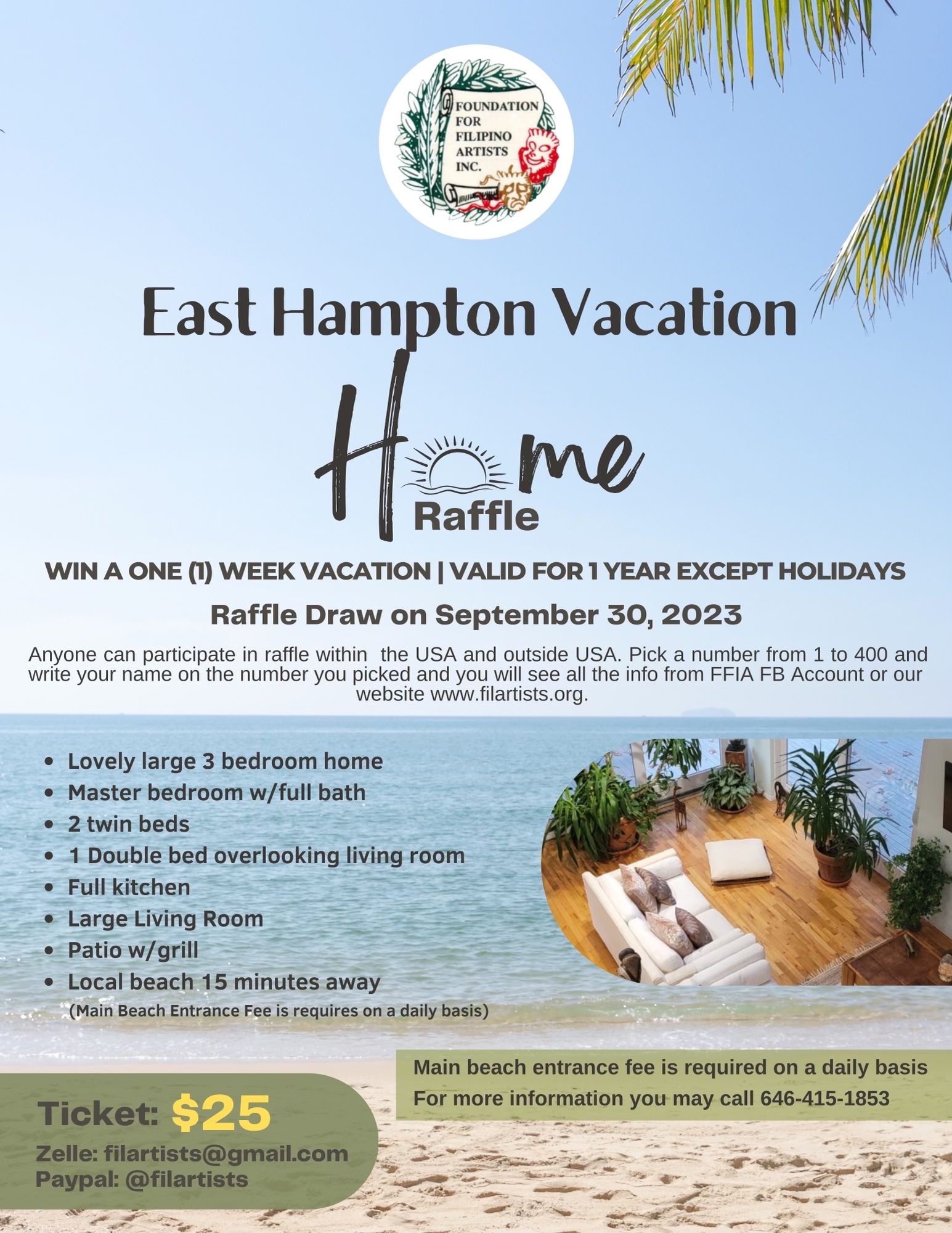 Enter our Raffle for a 1 week East Hampton Vacation 